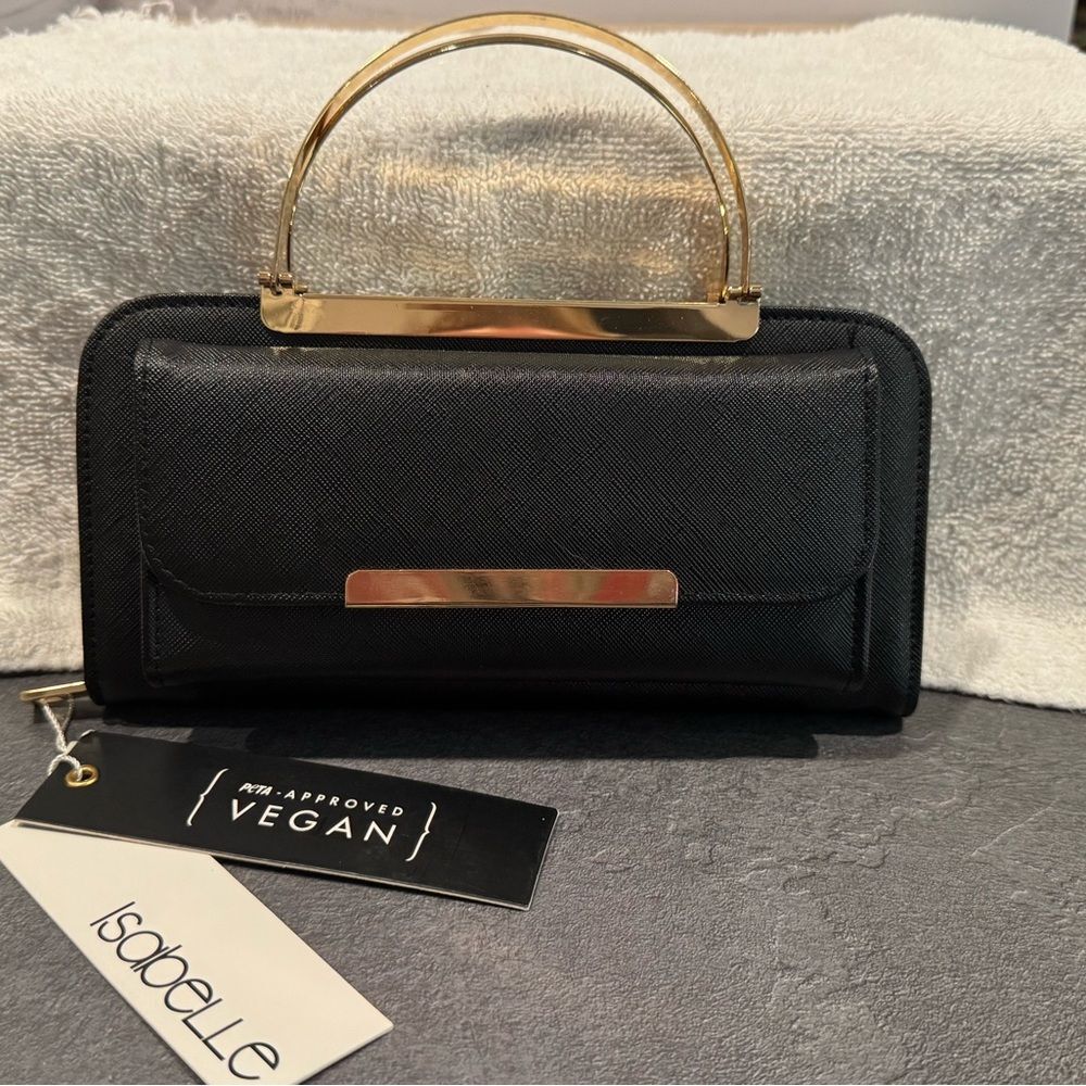 Isabelle zip-around wallet metal top handle and detachable crossbody strap NEW